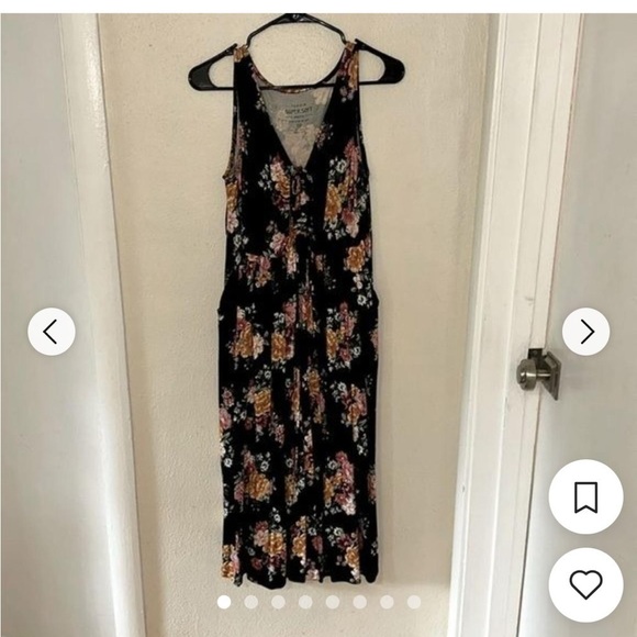 NWT Torrid super soft 2in strap black floral midi dress 4X/26 - Picture 1 of 1